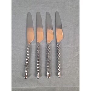 4 Gourmet Setting Silver Tear Braid‎ Stainless Steel 18/10 Table Knives 9"